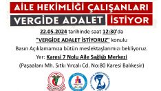 Vergide Adalet İstiyoruz Konulu 22.05.2024 Tarihli Basın Açıklamamıza Davet