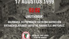 17 Ağustos 1999 Marmara depreminin yıl dönümünde kaybettiğimiz vatandaşlarımızı saygı ve rahmetle anıyoruz.