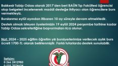 2024-25 Eğitim Dönemi Burs Bağışçı Duyurusu